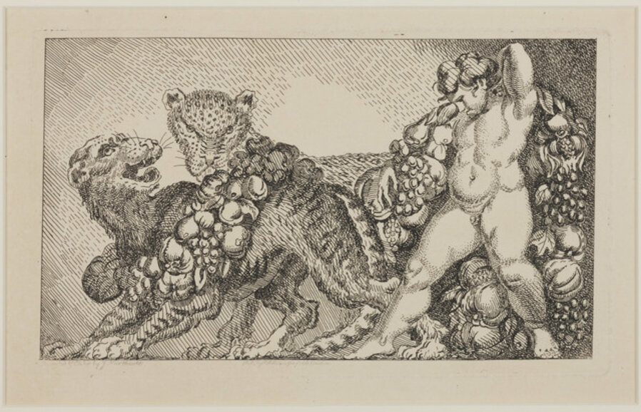 Bacchus accompanied by a Leopard and a Tiger