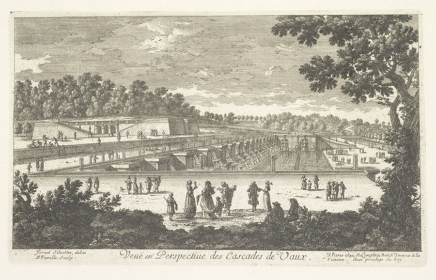 Veue en perspectiue des cascades de Vaux
