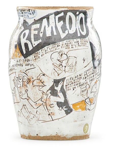 Michael Frimkess, ‘Vase with Remedio cartoons, USA’, 1991