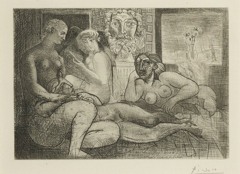 Pablo Picasso, ‘Quatre femmes nues et tête sculptée (B. 219; Ba. 424)’, 1934, Print, Etching, Sotheby's