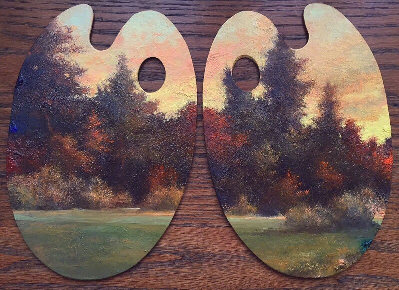 Shawn Krueger, ‘Evening Trees (Diptych)’, 2017, Painting, Oil, Abend Gallery