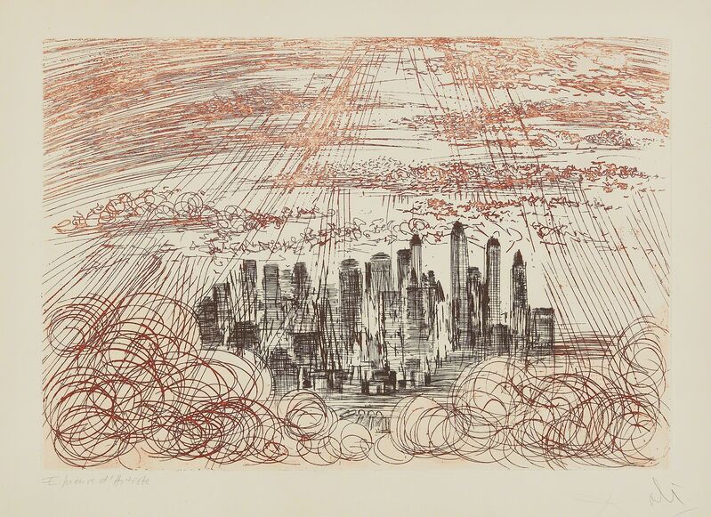 Salvador Dalí, ‘Manhattan, from New York City Suite’, 1964, Print, Etching in black and sepia, on Lana paper, with full margins., Phillips