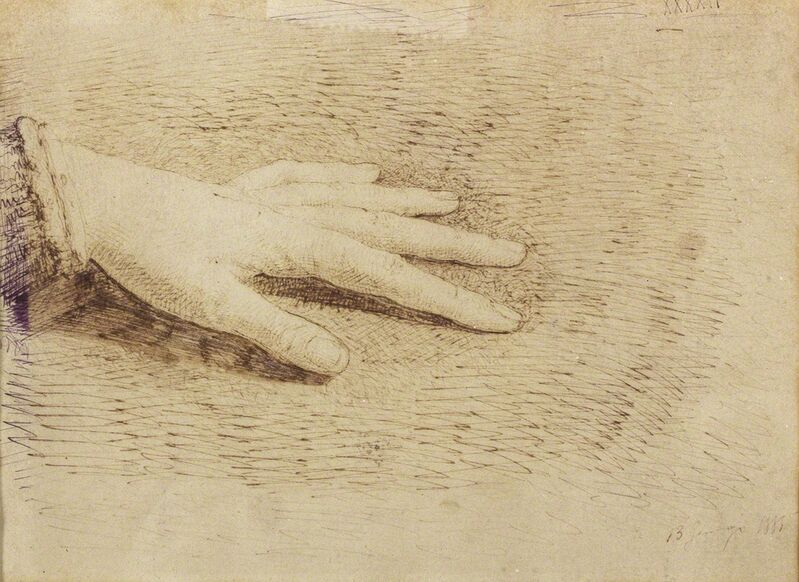 Giuseppe Pellizza da Volpedo, ‘Hand’, 1885, Drawing, Collage or other Work on Paper, Ink on paper, Bertolami Fine Arts