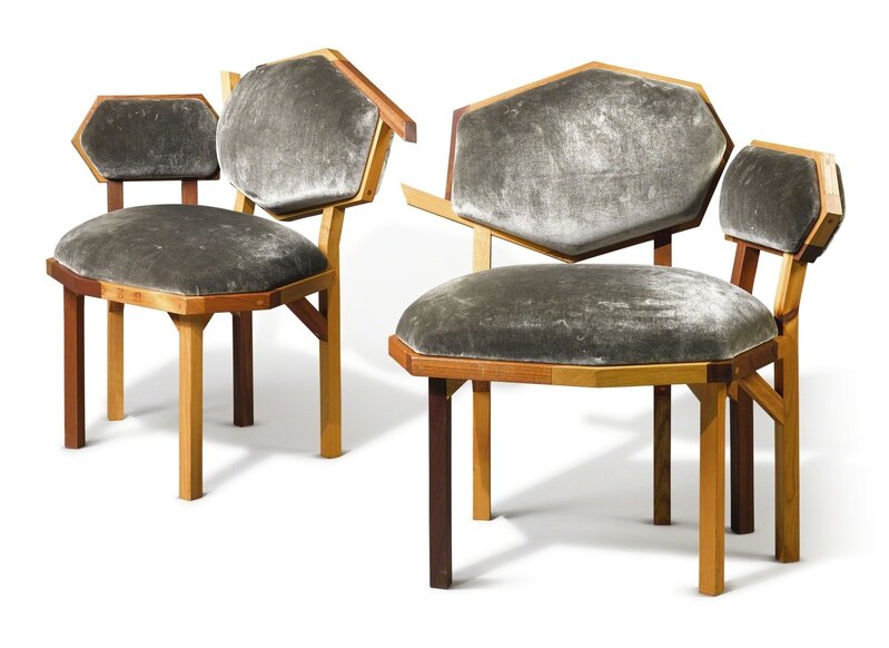 Martino Gamper, ‘Two "Rita" Chairs’, 2010, Other, Teak and velvet upholstery, Sotheby's