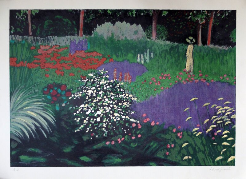 Jean-Pierre Cassigneul, ‘Untitled (Woman in Flower garden)’, Print, Colour lithography, DIGARD AUCTION