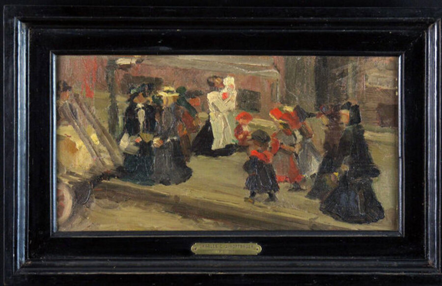 City Street Scene with Figures