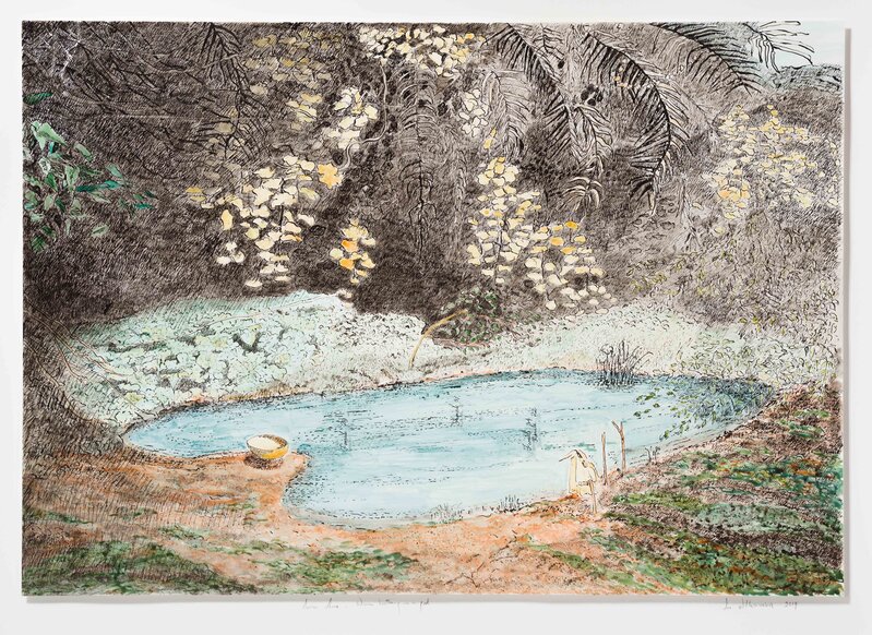 Sue Williamson, ‘Postcards from Africa: Sierra-Leone – Women bathing in a pool’, 2019, Drawing, Collage or other Work on Paper, Engraved glass, Sennelier ink on yupo polypropylene archival paper, Goodman Gallery
