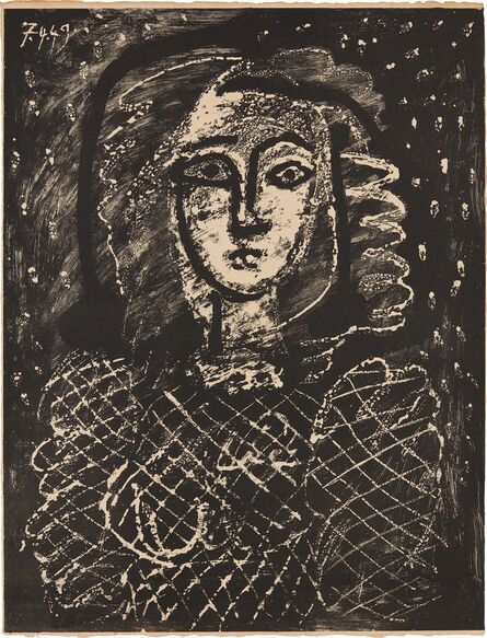 Pablo Picasso, ‘Buste au fond étoilé (Bust with Star Spangled Background)’, 1949