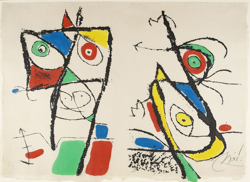 Joan Miró, ‘Le Courtisan Grotesque: Plate X’, 1974, Print, Etching with aquatint printed in colours, 1974., Sims Reed Gallery