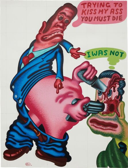 Peter Saul, ‘Trying to Kiss My Ass, You Must Die’, 2001