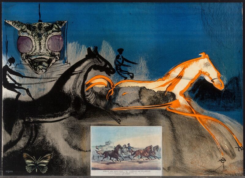 Salvador Dalí, ‘American Trotting Horses #2, from Currier & Ives as Interpreted by Salvador Dali’, 1971, Print, Lithograph with collage in colors on Arches paper, Heritage Auctions