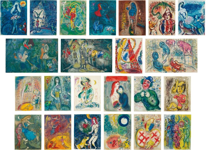 Marc Chagall, ‘Le Cirque (The Circus)’, 1967, Print, The complete set of 38 lithographs (23 in colors), on Arches paper, the full sheets, loose (as issued), in- and hors-texte, title page, text in French and justification, within original paper wrapper, beige cloth-covered boards with title stamped in gilt on the spine and matching slipcase, Phillips