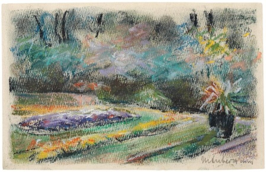 Die Blumenterrasse im Garten des Künstlers am Wannsee nach Nordwesten
