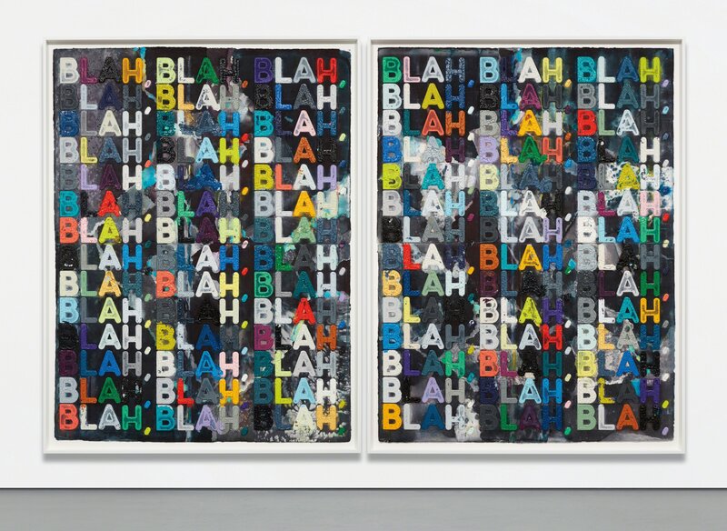 Mel Bochner, ‘Blah, Blah, Blah’, 2012, Print, Monoprint with collage, engraving and embossment on joined hand-dyed Twinrocker handmade paper, diptych, Phillips