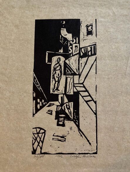 Joseph Solman, ‘1936 Woodblock Print Venus of 23rd St. Skid Row Woodcut NYC Great Depression WPA’, 20th Century