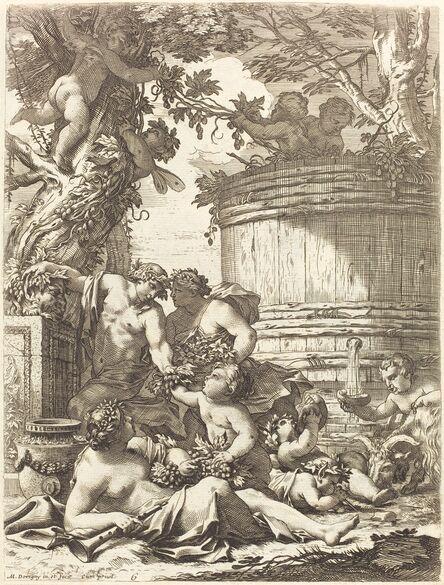 Michel Dorigny, ‘Putti with Grapes and a Seated Bacchante’, 1650s