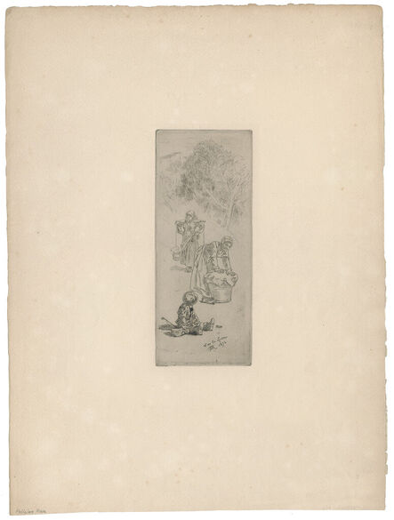 Félicien Rops, ‘Sur la Lesse. Bei der Wäsche. 2. Fragment de la buée d’Automne.’, 1874