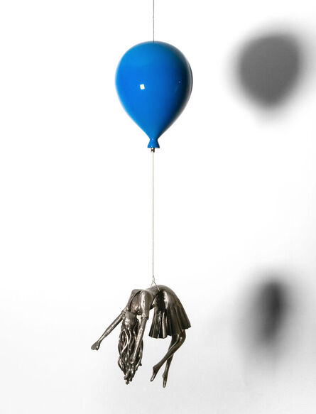 Derya Ozparlak, ‘Abandon - woman, figurative, blue balloon, suspended steel sculpture’, 2023