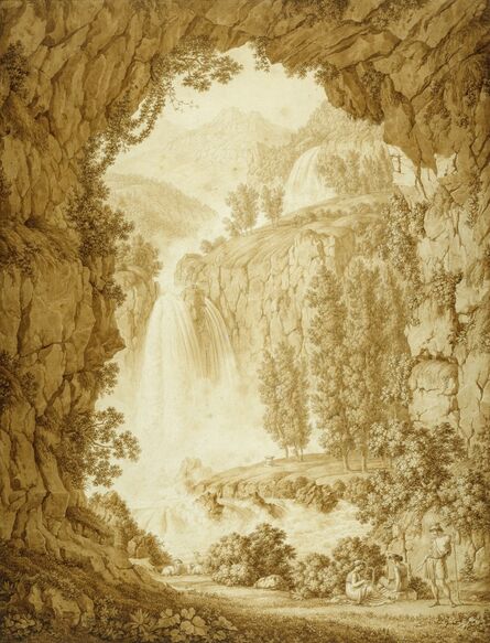 Christoph Heinrich Kniep, ‘A Shepherd and Muses by a Waterfall’, 1798