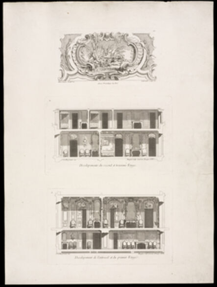 Juste-Aurèle Meissonnier, ‘[Cartouche] ; Developements du second et troisieme etage ; Developement de l'entresol et du premier etage’, 1738-1748