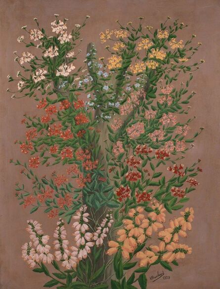 André Bauchant, ‘Fleurs [digitales] au tronc d'arbre’, 1929
