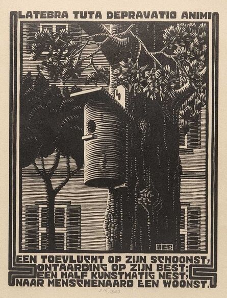 M. C. Escher, ‘Retreat, from Emblemata XXII’, ca. 1931