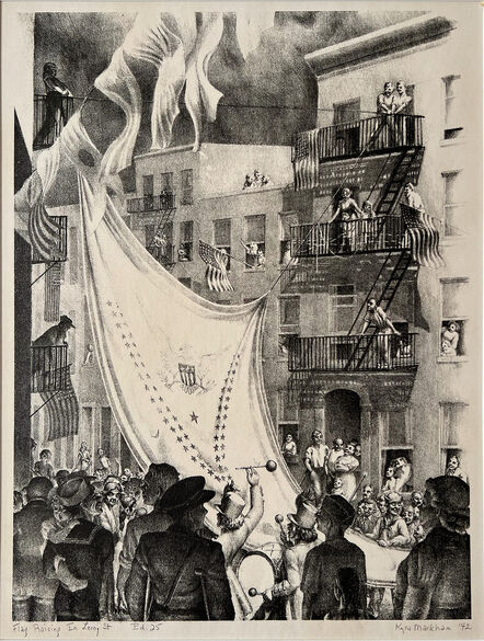 Kyra Markham, ‘Flag Raising in Leroy Street - Old New York - Vintage New York’, 1942