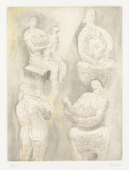 Henry Moore, ‘Four Mother and Child Studies (1976) (signed)’, 1976