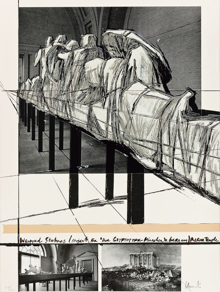Christo, ‘Wrapped Statues (Project for 'Der Glyptotek-München', West Germany) Aegina Temple (From Official Arts Portfolio of the XXIVth Olympiad, Seoul, Korea)’, 1988