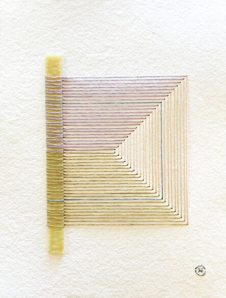 Natalie Ciccoricco, ‘Cracked No. 14 - Textile & Glass Work on Paper (Pink + Green + Blue + Beige)’, 2021