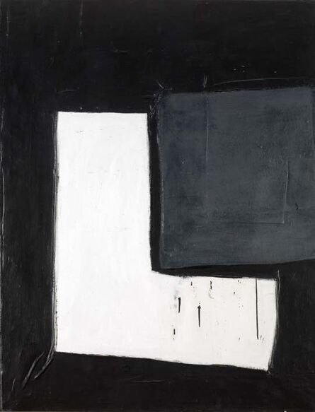 John Blackburn, ‘White L on Black Ground with Grey Rectangle’, 1964