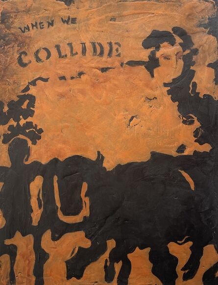 Helen Bellaver, ‘Configuration Series 2 - Contemporary painting on paper  orange + black ’, 2020