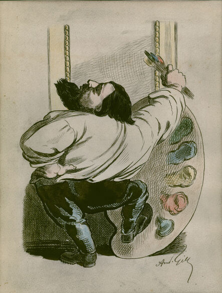 André Gill, ‘Caricature de Gustave COURBET à la colonne Vendôme’, 1867