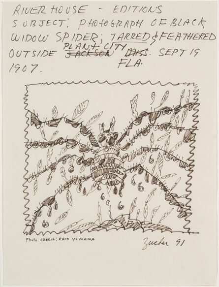 Joe Zucker, ‘Subject: Photograph of Black Widow Spider: Tarred & Feathered Outside Plant City, FLA, Sept 19, 1907 (Riverhouse Editions Project)’, 1991