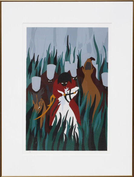 Jacob Lawrence, ‘"The Capture" Blue, Red, and Green Abstract Figurative Print AP 12/30’, 1987