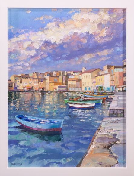 Howard Behrens, ‘Howard Behrens Clouds Over the Harbor Signed Original Oil Painting on Canvas’, 1988