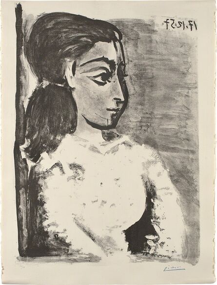 Pablo Picasso, ‘Buste de femme au corsage blanc (Jacqueline de profil) (Bust of a Woman with White Bodice, Jacqueline in Profile)’, 1957