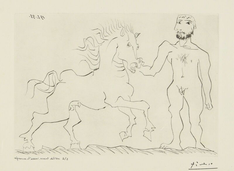 Pablo Picasso, ‘Homme nu debout avec un cheval (B. 304; Ba. 632)’, 1938, Print, Drypoint, Sotheby's