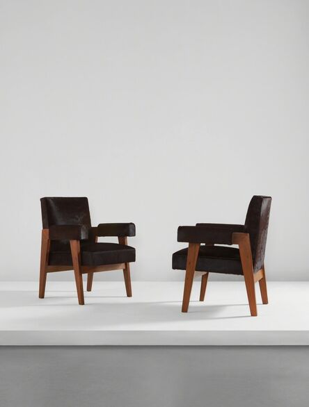 Le Corbusier, ‘Pair of "Advocate and Press" armchairs, model no. LC/PJ-SI-41-A, designed for the High Court, Chandigarh’, circa 1955
