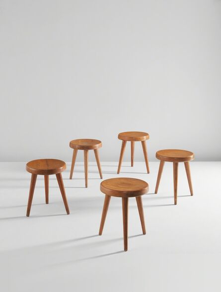 Charlotte Perriand, ‘Set of five tripod stools’, circa 1947