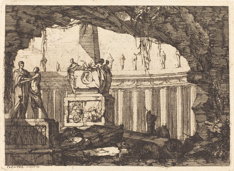 Louis-Joseph Le Lorrain, ‘Architectural Fantasy with an Obelisk and Arcade’, 1750, Print, Etching on laid paper, National Gallery of Art, Washington, D.C.