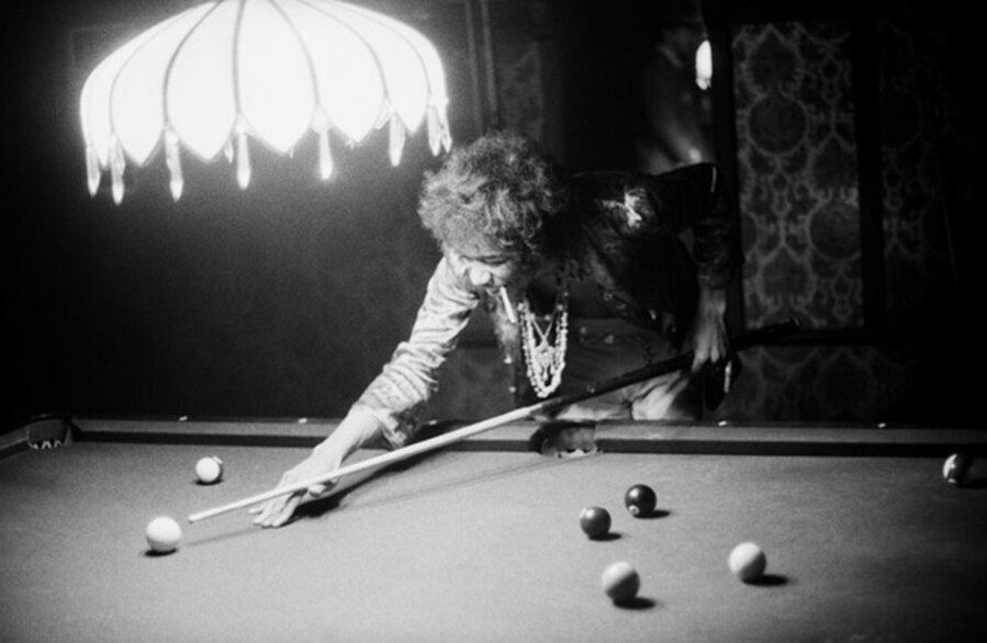 Jimi Hendrix Shooting Pool