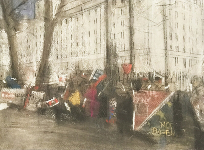 Oona Hassim, ‘Leave WTO March ’, 2019, Drawing, Collage or other Work on Paper, Pastels, Woolff Gallery