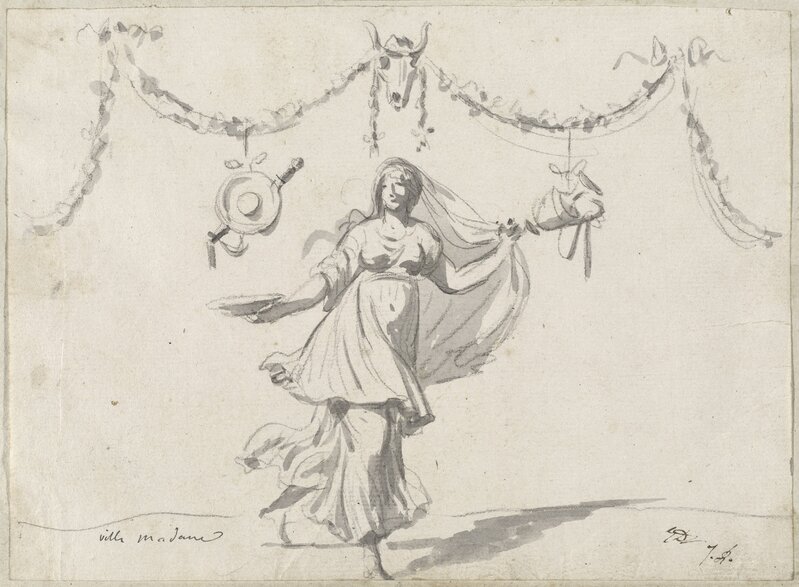Jacques-Louis David, ‘Ornament with a Woman in Ancient Dress’, 1775/80, Drawing, Collage or other Work on Paper, Graphite and gray wash on laid paper, National Gallery of Art, Washington, D.C.