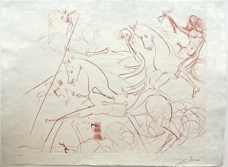Salvador Dalí, ‘Apocalyptic Rider’, 1974, Print, Drypoint editing on Japon paper, Dellasposa Gallery Auction