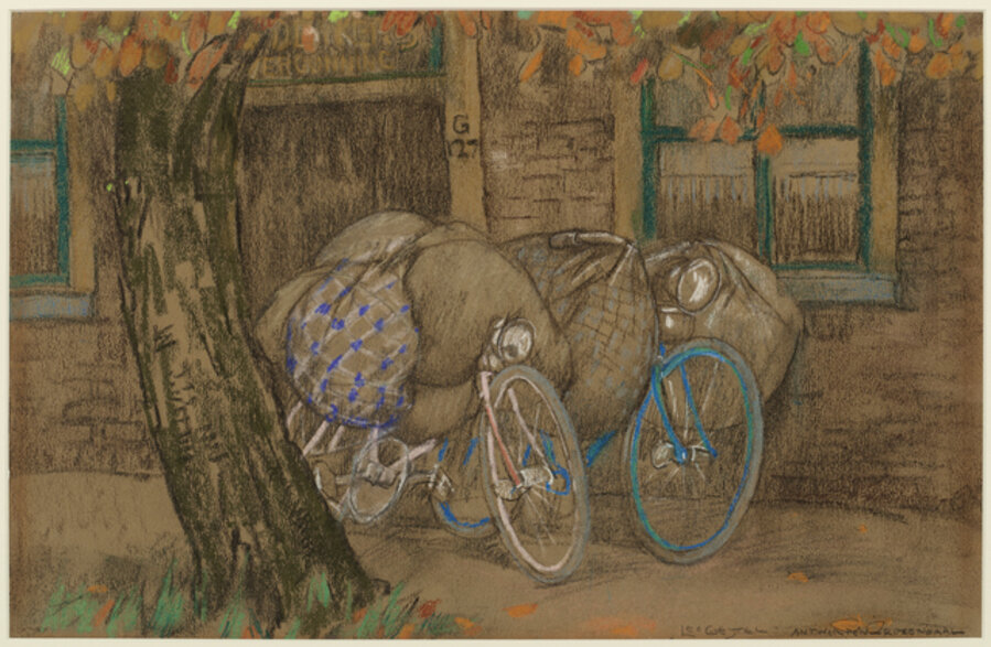 Two bikes in front of an inn