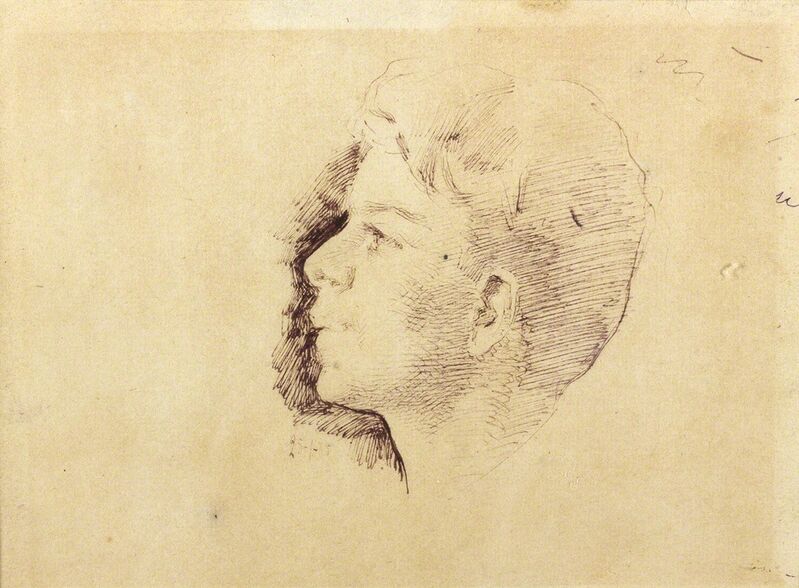 Giuseppe Pellizza da Volpedo, ‘Head of a boy’, 1885, Drawing, Collage or other Work on Paper, Ink on paper, Bertolami Fine Arts
