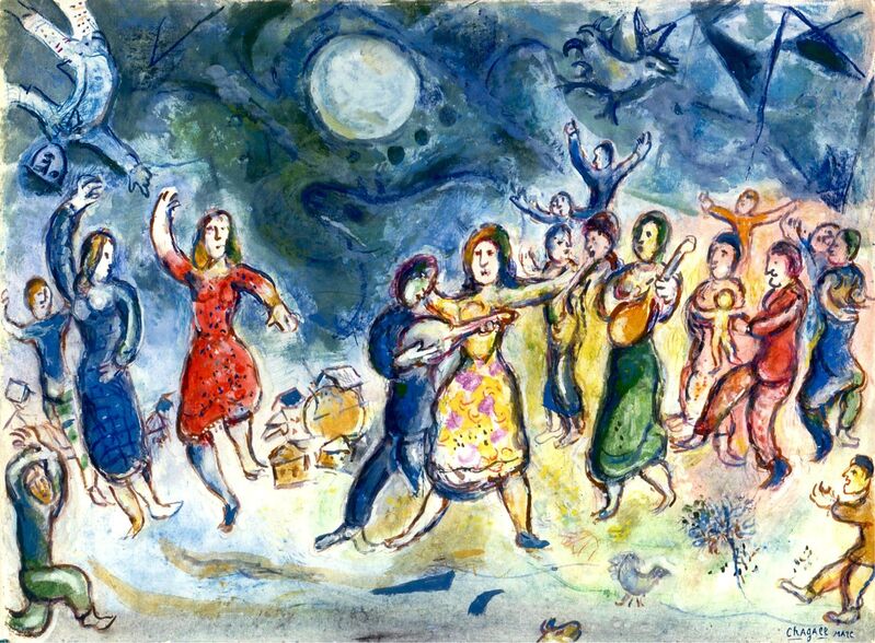 Marc Chagall, ‘Fête au Village’, 1969, Painting, Gouache and crayon on Japon paper, Stern Pissarro Gallery