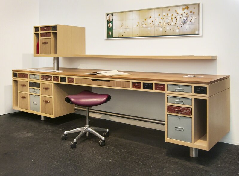 DMG Design SF, ‘Student Desk’, 2012, Design/Decorative Art, Champagne and Walnut Wood/Stainless Steel/ Recycled Bank Safety Deposit Drawers, DMG Design