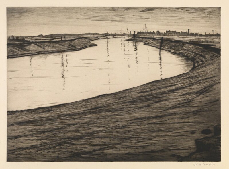 Christopher Richard Wynne Nevinson, ‘Ebb Tide on the Camber’, 1918, Print, Drypoint, Osborne Samuel
